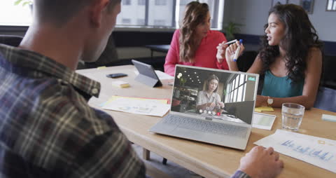 Office Team Having Video Conference for Collaborative Project