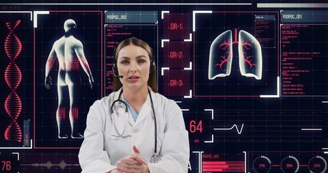 Medical Technology Interface with Doctor Analyzing Digital Data