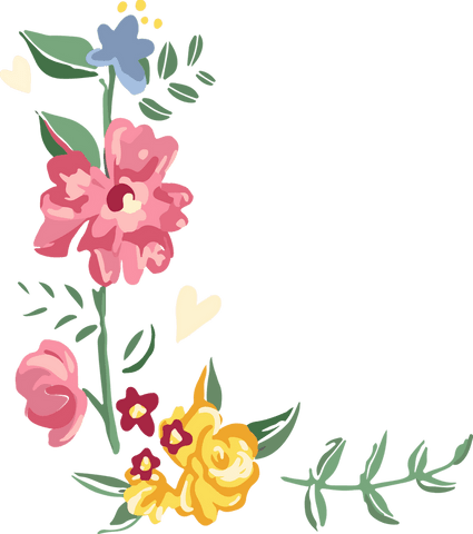 Elegant floral corner cluster on transparent background