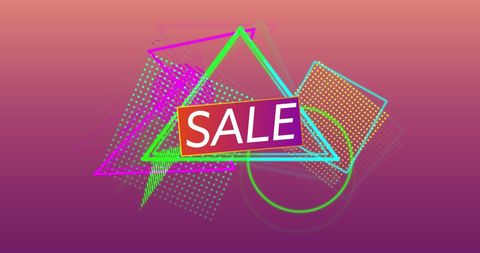 Colorful Geometric Sale Sign on Pink Gradient - Download Free Stock Images Pikwizard.com