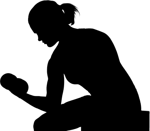 Transparent Outline of Woman Holding Dumbbell Fitness Clipart