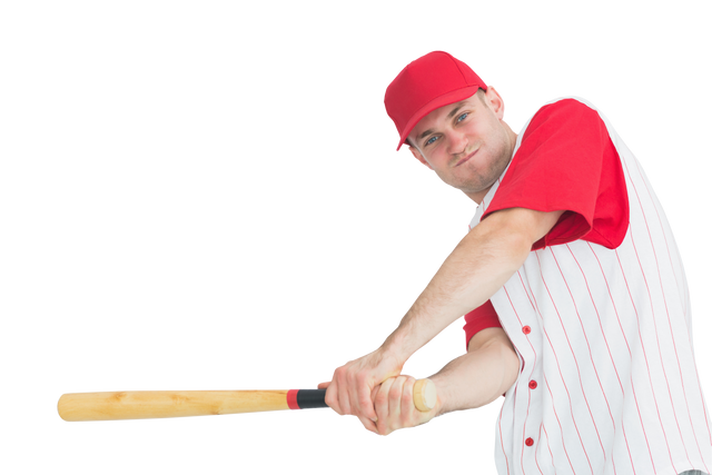 Caucasian Male Baseball Player Swinging Bat on Transparent Background - Download Free Stock Videos Pikwizard.com