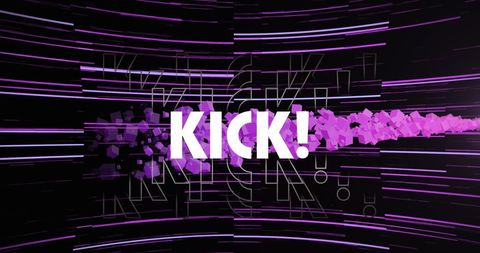 Dynamic digital art with kick text and abstract elements