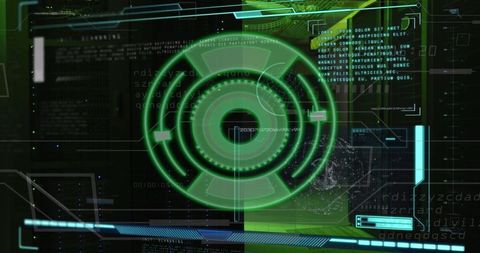Futuristic Data Interface with Green Circle and Server Elements - Download Free Stock Images Pikwizard.com
