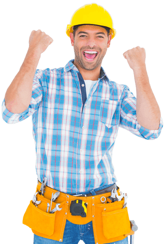 excited worker in helmet with transparent background - Download Free Stock Videos Pikwizard.com