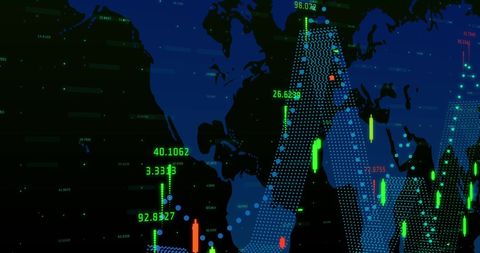 Global Financial Data on World Map with Digital Graphics - Download Free Stock Images Pikwizard.com