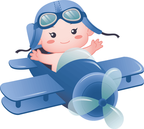adorable baby pilot in blue airplane vector on transparent background - Download Free Stock Videos Pikwizard.com