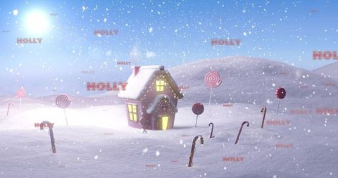 Enchanted Candy Cottage in Snowy Winter Wonderland