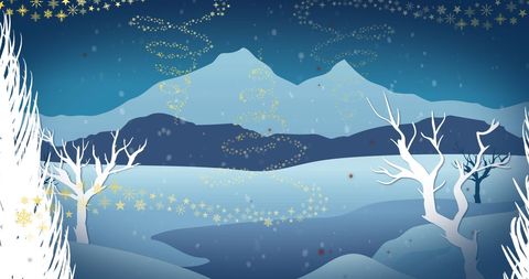 Festive Winter Landscape with Snowflakes and Bare Trees - Download Free Stock Images Pikwizard.com
