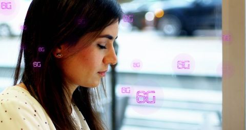 Professional Woman Engaging with Future 6G Technology