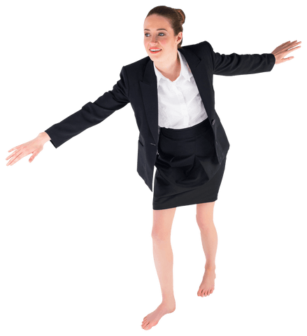 transparent businesswoman balancing in suit with bare feet - Download Free Stock Videos Pikwizard.com