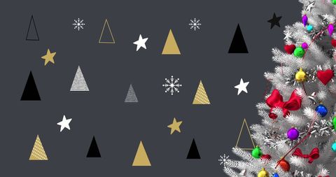 Digital Christmas Tree Celebration with Snowflake Decorations