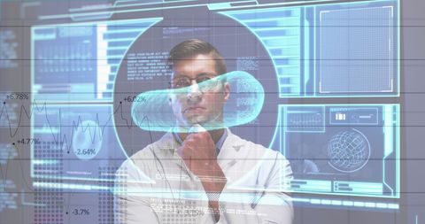 Innovative medical technology concept with doctor analyzing data