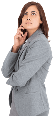 Thoughtful Businesswoman Exuding Professionalism on Transparent Background