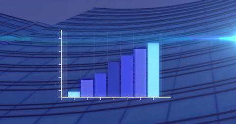 Futuristic Blue Bar Graph on Digital Curved Background - Download Free Stock Images Pikwizard.com