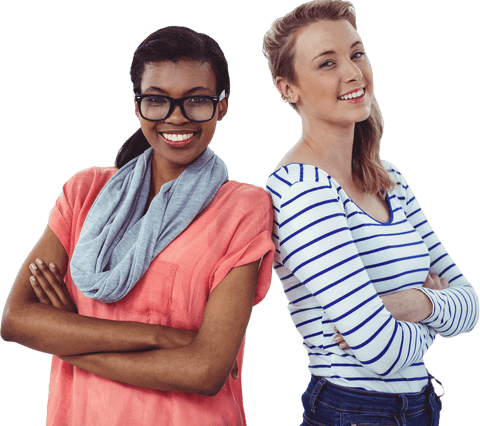 Happy Diverse Women Posing Back to Back on Transparent Background - Download Free Stock Videos Pikwizard.com