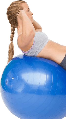 Transparent Fitness Woman Doing Crunches on Exercise Ball - Download Free Stock Videos Pikwizard.com