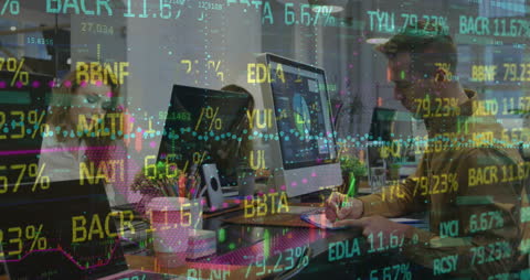 Business Professional Analyzing Stock Market Data in Office Environment