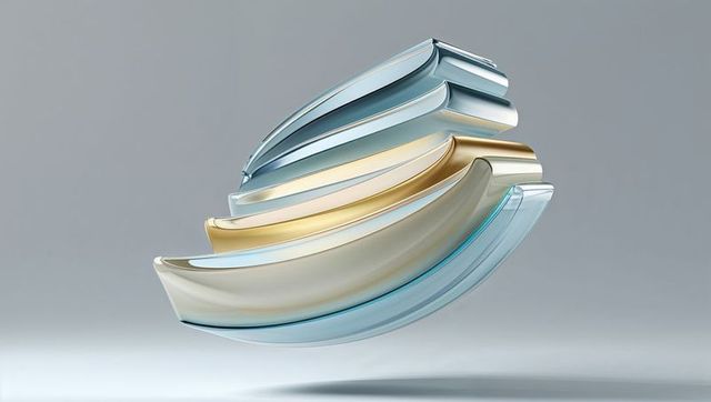 Futuristic Abstract Metallic Shapes Suspended in Air