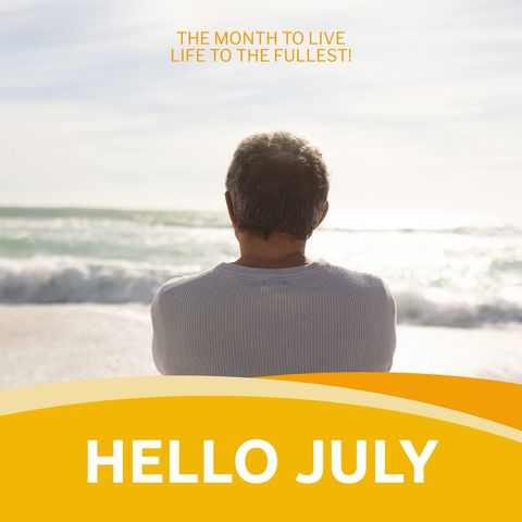 Senior Man Enjoying Relaxing Beach Vista in July