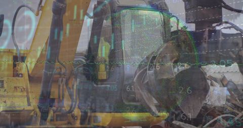 Financial Analytics Overlay on Industrial Construction Machinery - Download Free Stock Images Pikwizard.com