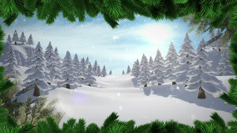 Tranquil Snowfall Over Winter Landscape with Evergreen Trees