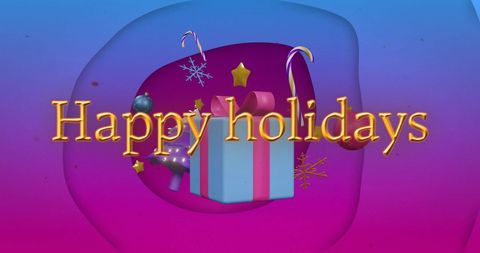 Vibrant Happy Holidays Greeting with Christmas Decorations