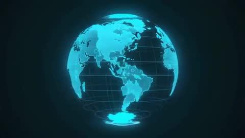 Futuristic Holographic Globe in Motion with Digital Grid