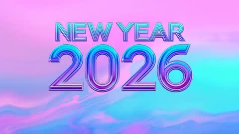 Shimmering Chrome New Year 2026 Reveal Over Pastel Marble Gradient