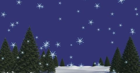 Snowy Evergreen Forest with Falling Snowflakes