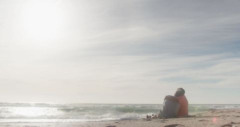 Senior Couple Enjoying Peaceful Beach Moments with Serene Sea View - Download Free Stock Images Pikwizard.com