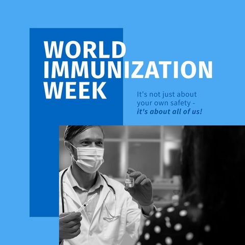 World Immunization Awareness with Doctor Showing Vial - Download Free Stock Templates Pikwizard.com