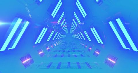 Futuristic Neon Tunnel with Vibrant Blue Lighting