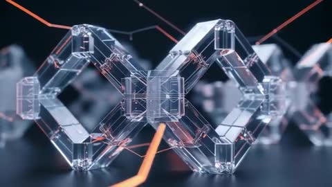 Futuristic Blockchain Concept with Orange Data Flow