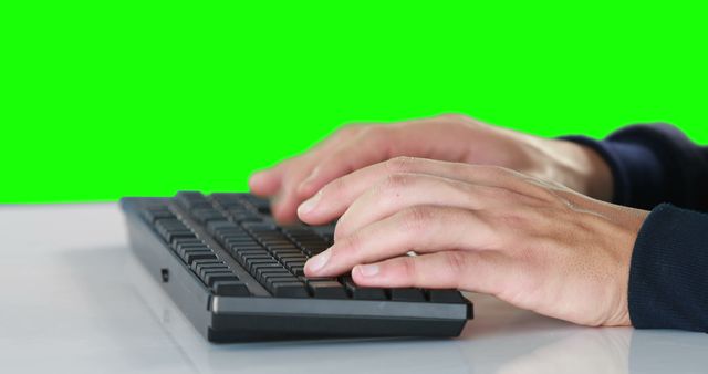 Hands Typing on Keyboard With Green Screen Background - Download Free Stock Images Pikwizard.com