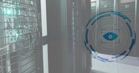 Cybersecurity Blue Eye Scan Technology in Data Center - Download Free Stock Images Pikwizard.com