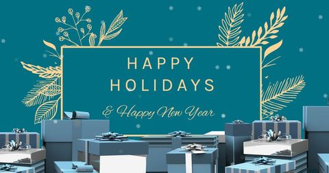 Happy Holidays and New Year Festive Greeting with Gifts