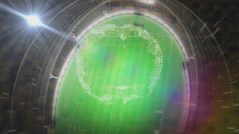 Digital Brain Over Stadium with Futuristic Overlay