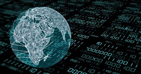 Digital Globe with Binary Streams in Virtual World - Download Free Stock Images Pikwizard.com