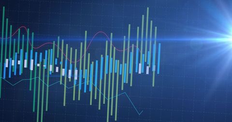 Digital Data Graphs with Blue Background and Light Flare - Download Free Stock Images Pikwizard.com