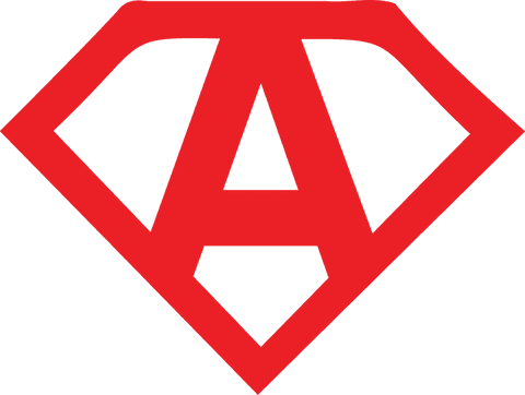 Red letter A shield emblem on transparent background - flat modern logo badge