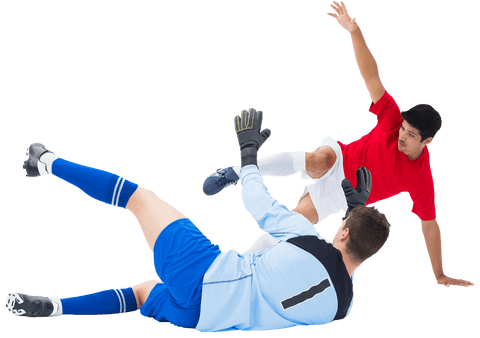 Dynamic soccer challenge on transparent background