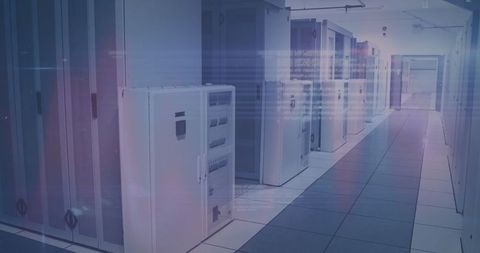 Modern data center with white server cabinets