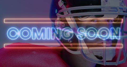 Coming soon notice with american football theme