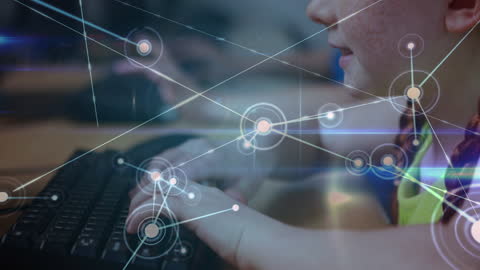 Child Engaging with Technology and Network Connection Concept