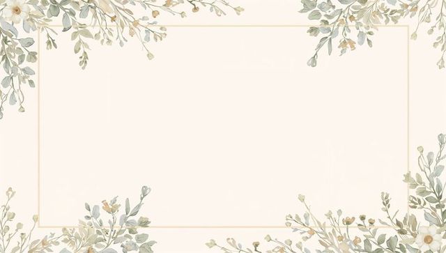 Elegant watercolor botanical border featuring thin gold frame for wedding invitations