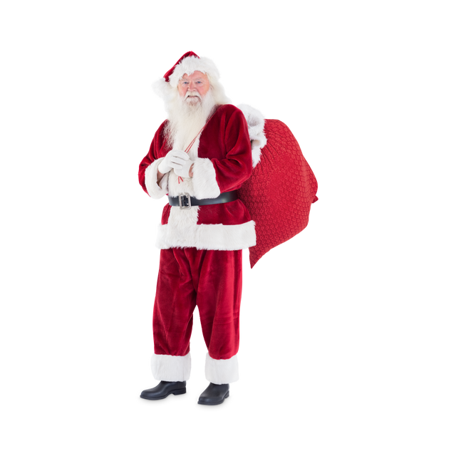 Santa Claus in Classic Suit Holding Large Gift Sack on Transparent Background - Download Free Stock Videos Pikwizard.com