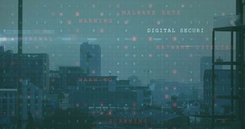 Cybersecurity concepts over urban cityscape background