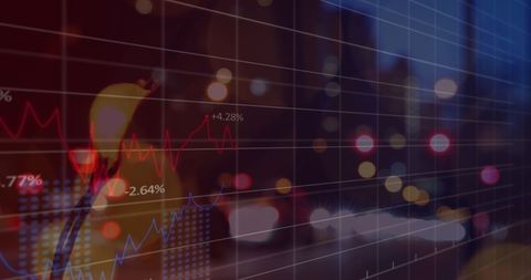 Digital graphs and traffic blur overlapping concept