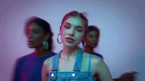 Models Posing in Artistic Light Setting with Fashion Focus